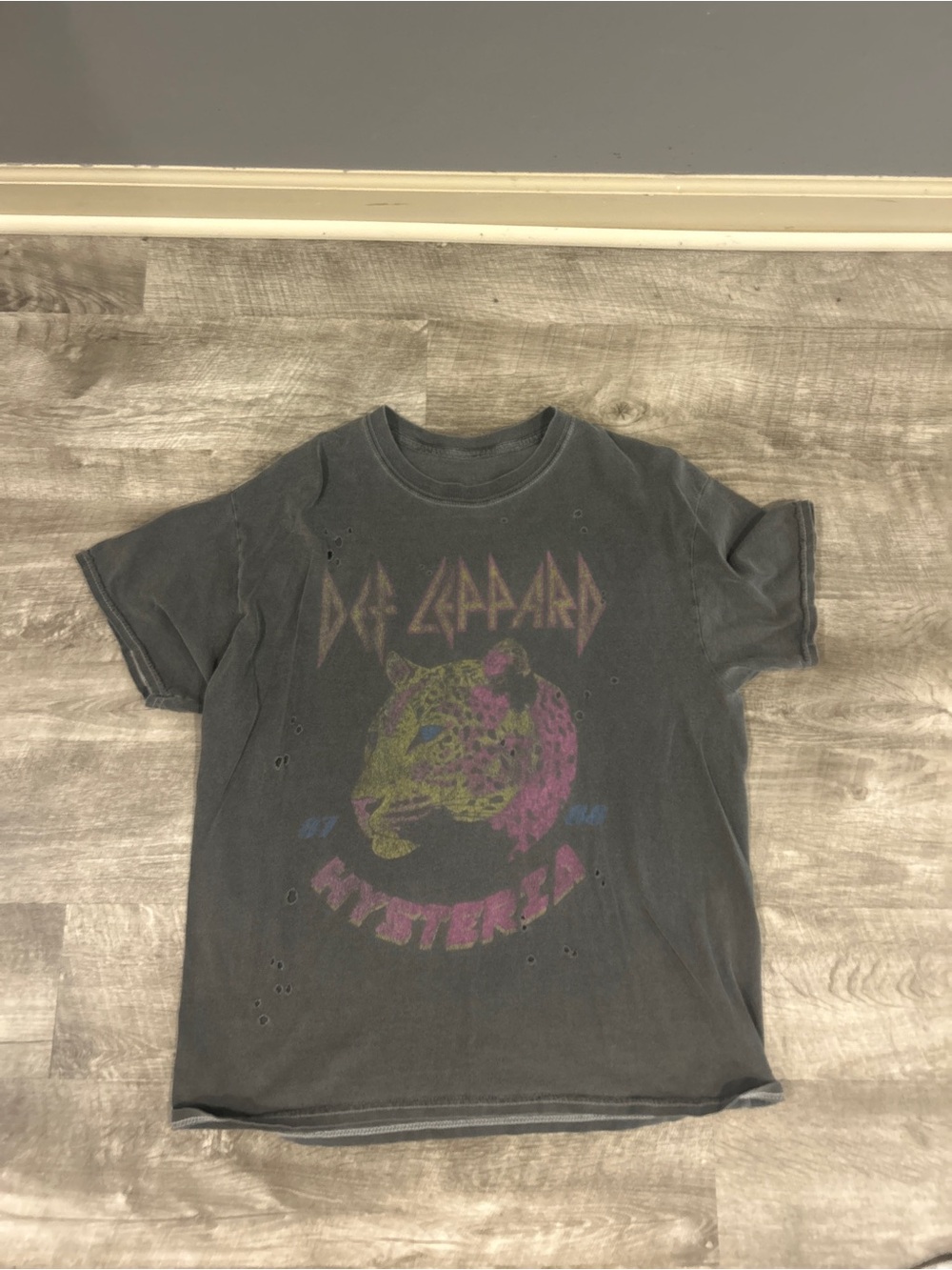 Kids' Graphic Tee in Charcoal with Multi-Color Leopard Print